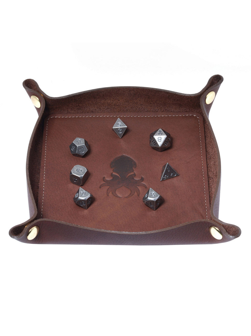 Leather Dice Tray In Chocolate